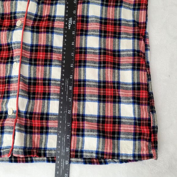 J Crew 100% Cotton Red White Blue‎ Tartan Plaid Flannel PJ Pajama Top Size Large - Picture 6 of 6